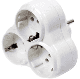 Разветвитель 3 роз.16А NE-AD  (АБС-пластик, белый, земля, круглый) 1003 (696182)