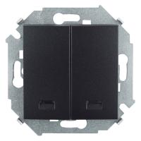 Симон 1591392-038 Выключатель 2-кл. с подсветкой графит РАСПРОДАЖА