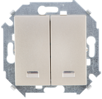 Симон 1591392-034 Выключатель 2-кл. с подсветкой шампань