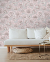 105005Е Обои Solo Fluid Цветы пудровые на серо-пудровом фоне Ком.винил на флиз.1,06*10 РАСПРОДАЖА