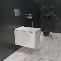 Унитаз подвес GR-4460S (510*350*360) БЕЛЫЙ БЕЗОБОДКОВЫЙ с тонкой крышкой