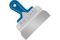 Шпатель фасадный прямой, нерж. сталь 0,6мм, 2К литая рукоятка, 200 мм / 12-9-020