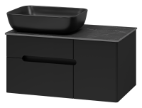 Роял 80 (Тумба подвес с 2 ящ. 1 дв. черный+Столеш80 см черный Роял БЕЗ РАКОВИНЫ )