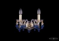 Светильник 1410/2 золото V3001 голубой виноград, 2х40 w, 29х21х22 см