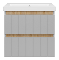 Грэй 60 (Тумба подвесная с 2 ящ. серый+ракКОМО- 60см.)