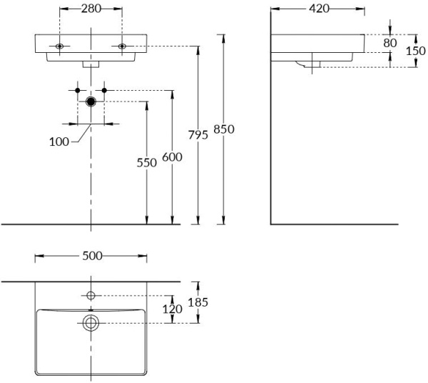 Раковина PRO мебельная/подвесная 50,белая глянцевая PROR.wb.50