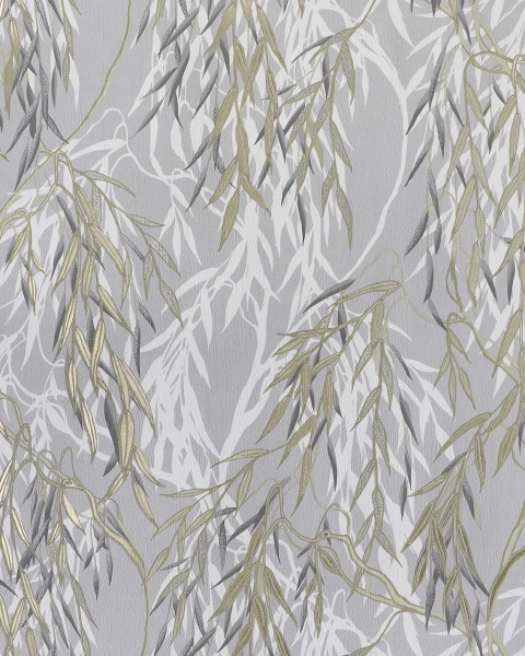 201708E Обои Solo Willow Ива золотисто-бежевая на т.сером фоне к E201808 Компактный винил на флизели
