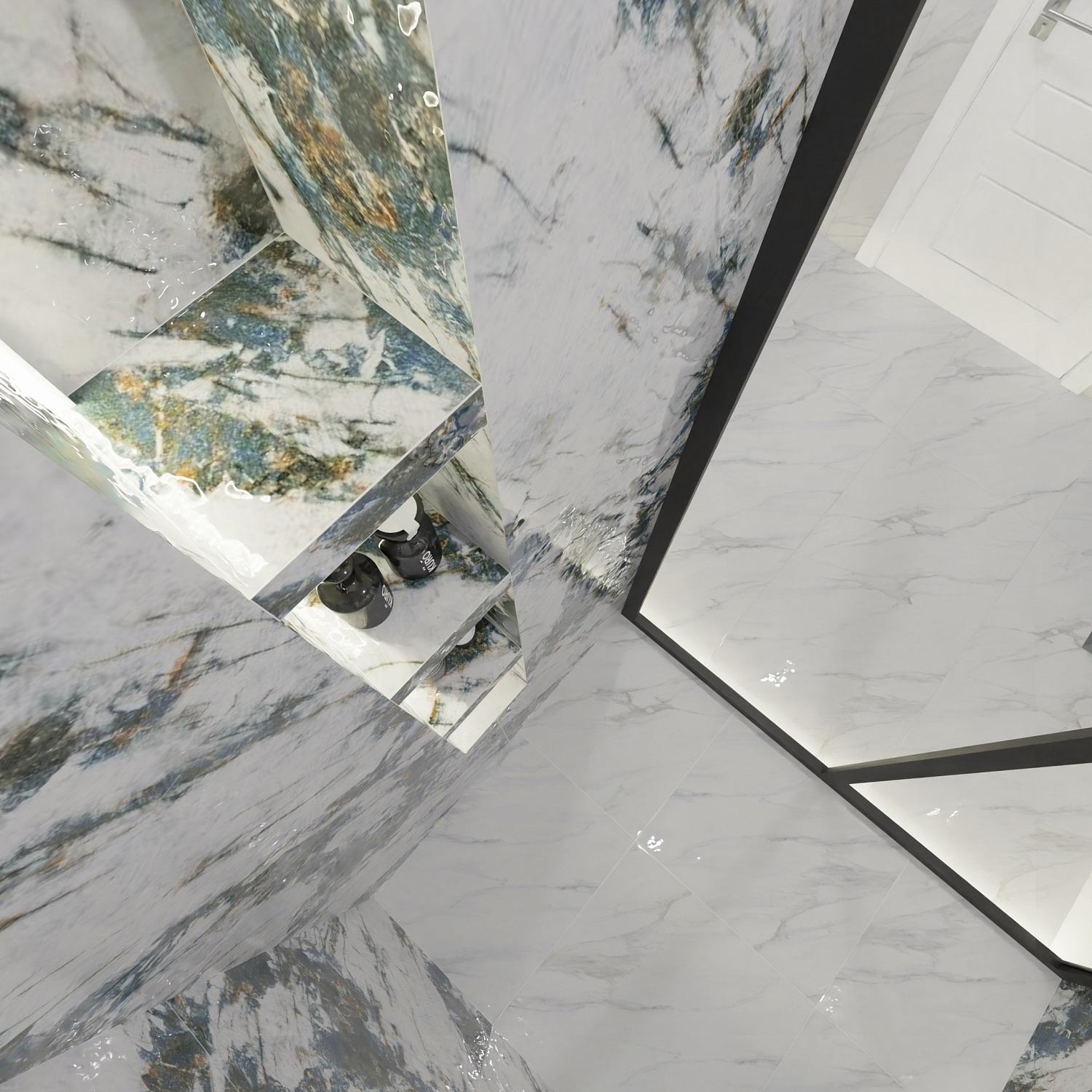 Дизан проект из керамогранита Realistik Valetta с элегантными золотыми прожилками!