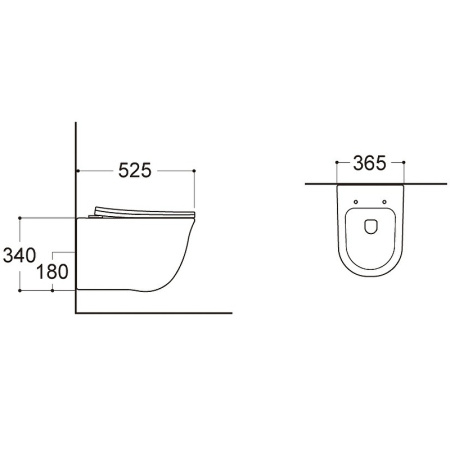 Унитаз подвес AQUATEK КЛАССИК AQ1111-00 тонкое сиденье 525*365*340