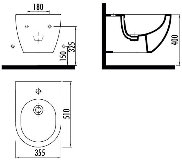 Биде подвес UNI Chrome белое