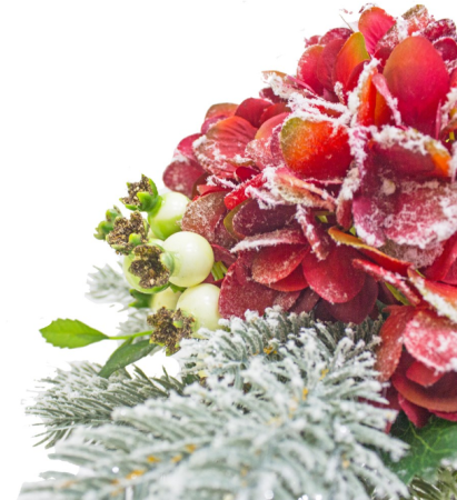 Новогодняя композиция с белым амарилисом в серебр/кашпо 26-785