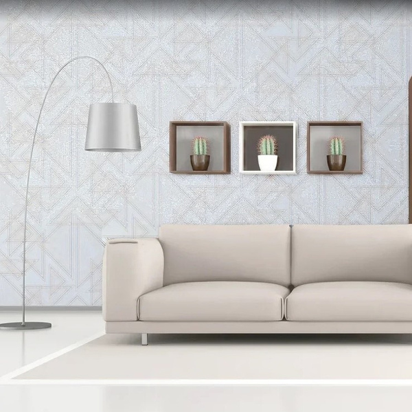 2050АК обои 1,06*10м винил на флизе геометрия голубая Wiganford РАСПРОДАЖА