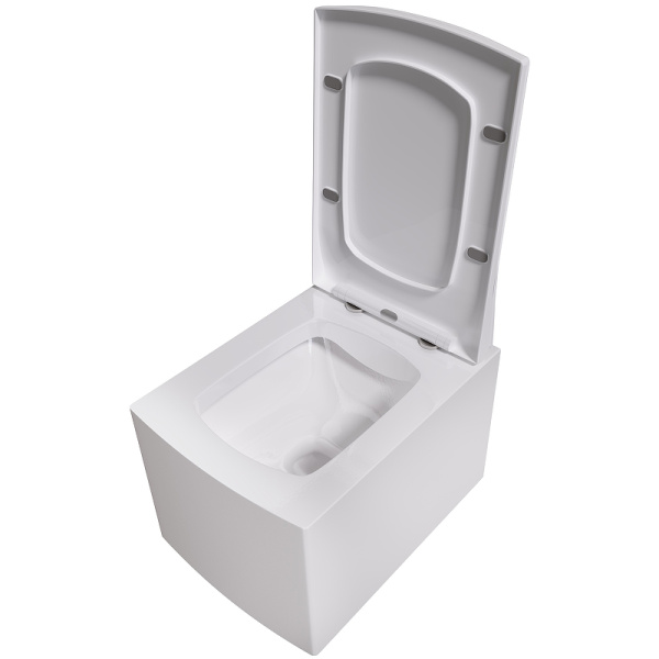 Унитаз подвес GR-4460S (510*350*360) БЕЛЫЙ БЕЗОБОДКОВЫЙ с тонкой крышкой