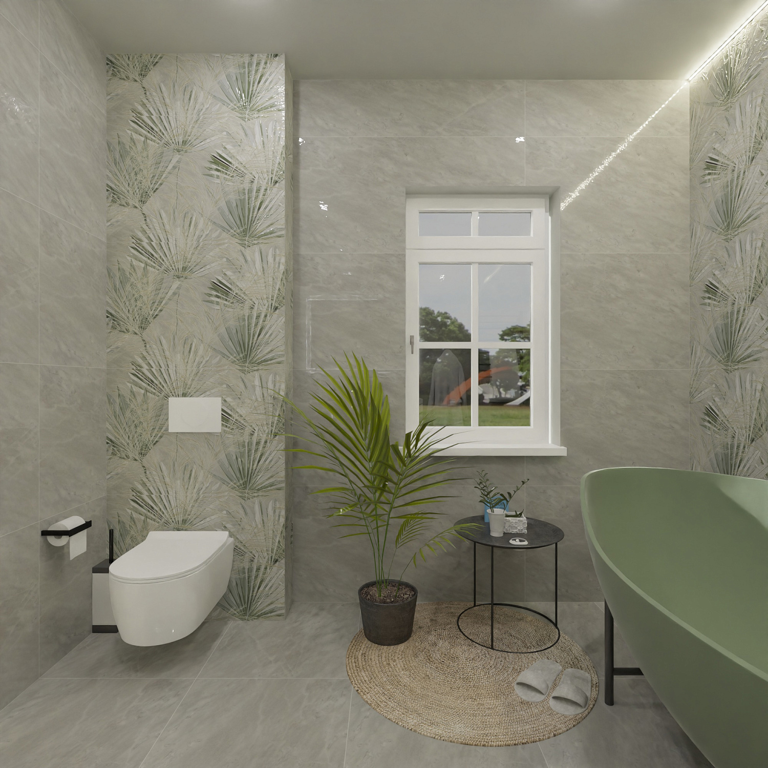 Растительный дизайн-проект с керамогранитом от Инфинити Керамики!