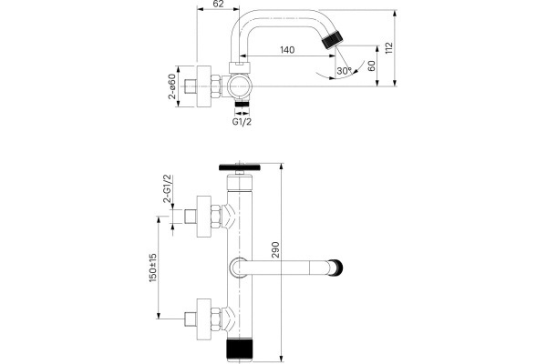 Grange Смеситель для ванны, графит, Grange, IDDIS, GRAGMR2i02