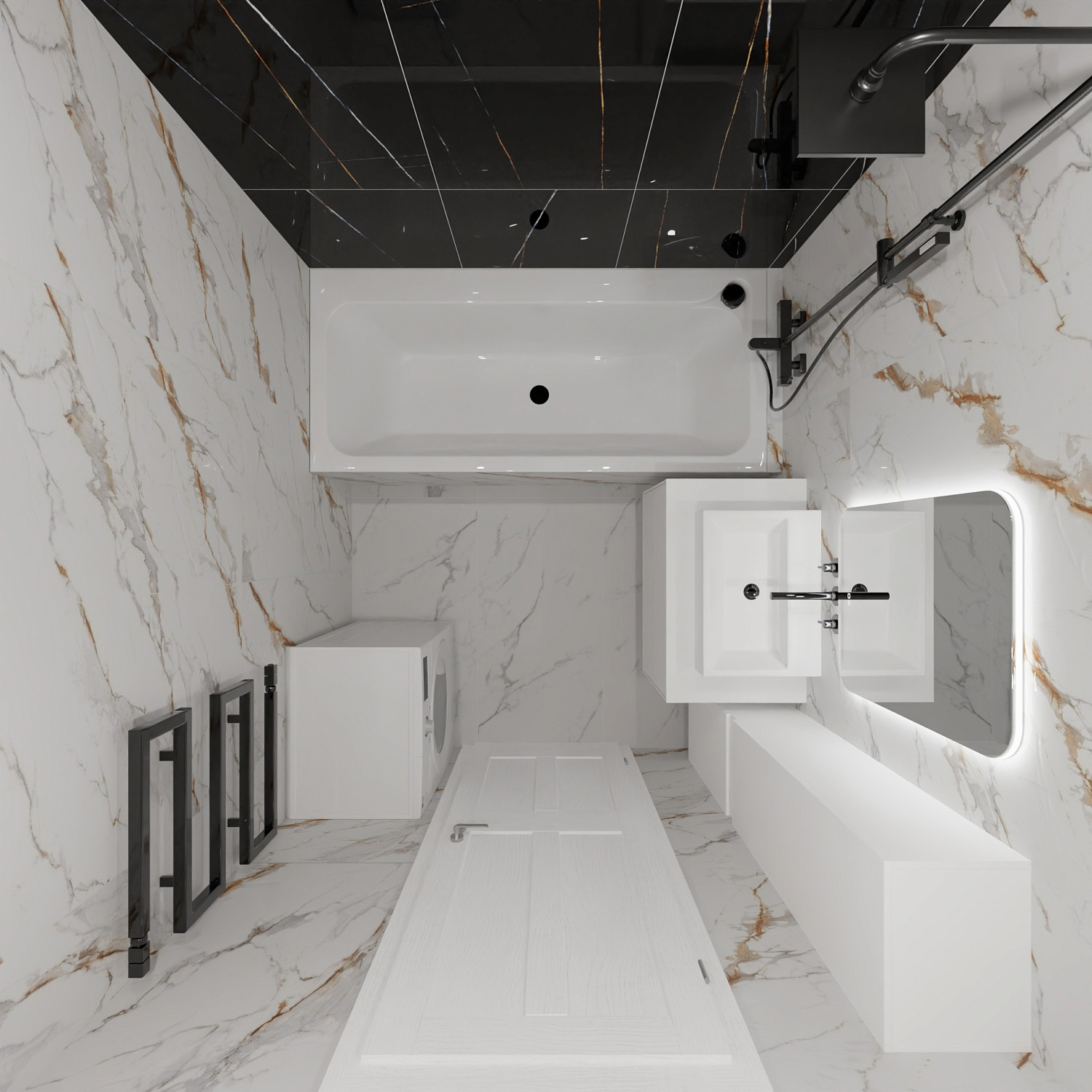 Новый проект в классическом сочетании мрамора.