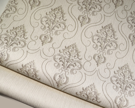 603302Е Обои/Solo/Vizantia/Дамаск кофе с мол.на кофе с мол. фоне Комп. винил на флиз.РАСПРОДАЖА