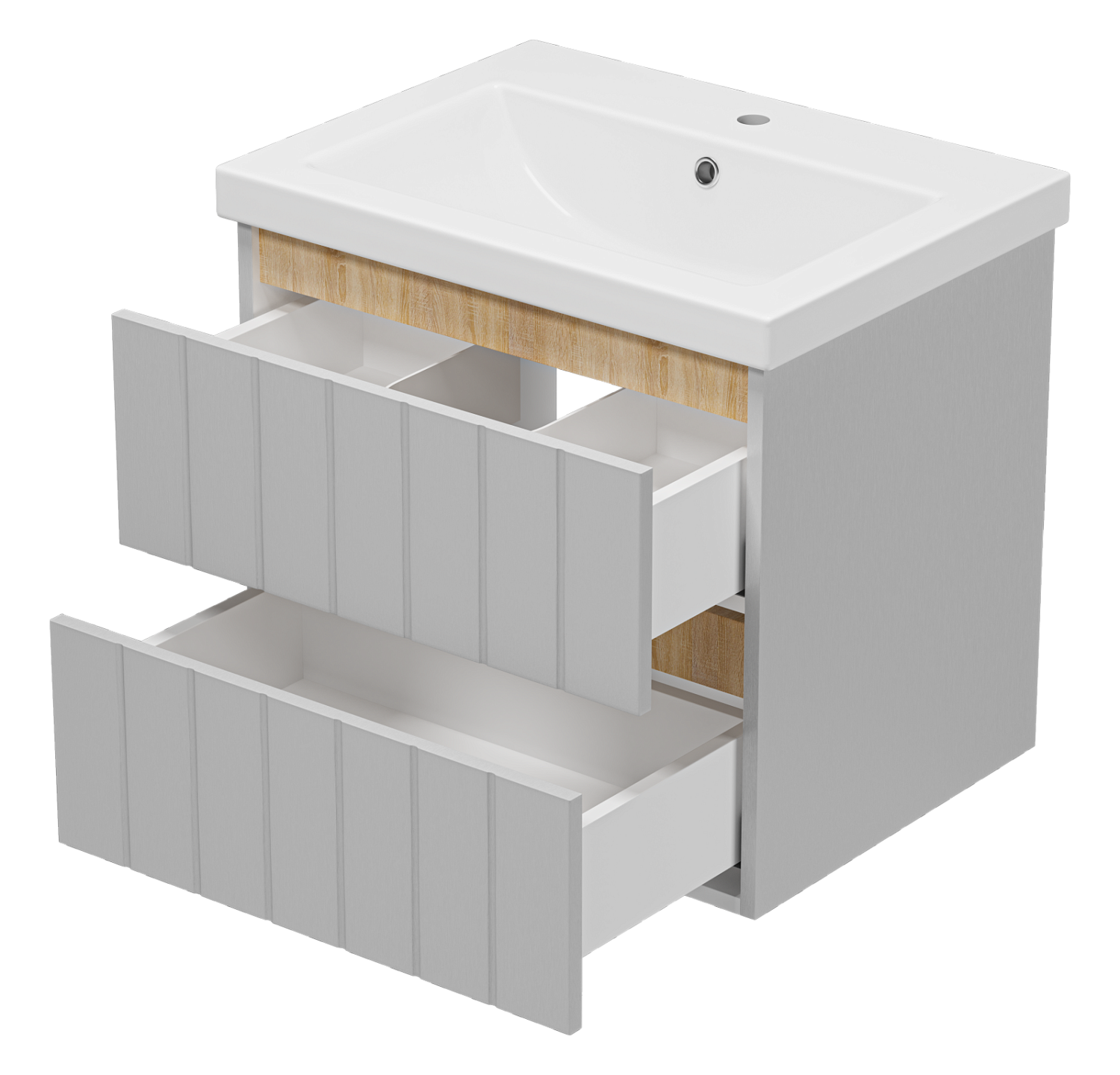 Грэй 60 (Тумба подвесная с 2 ящ. серый+ракКОМО- 60см.)