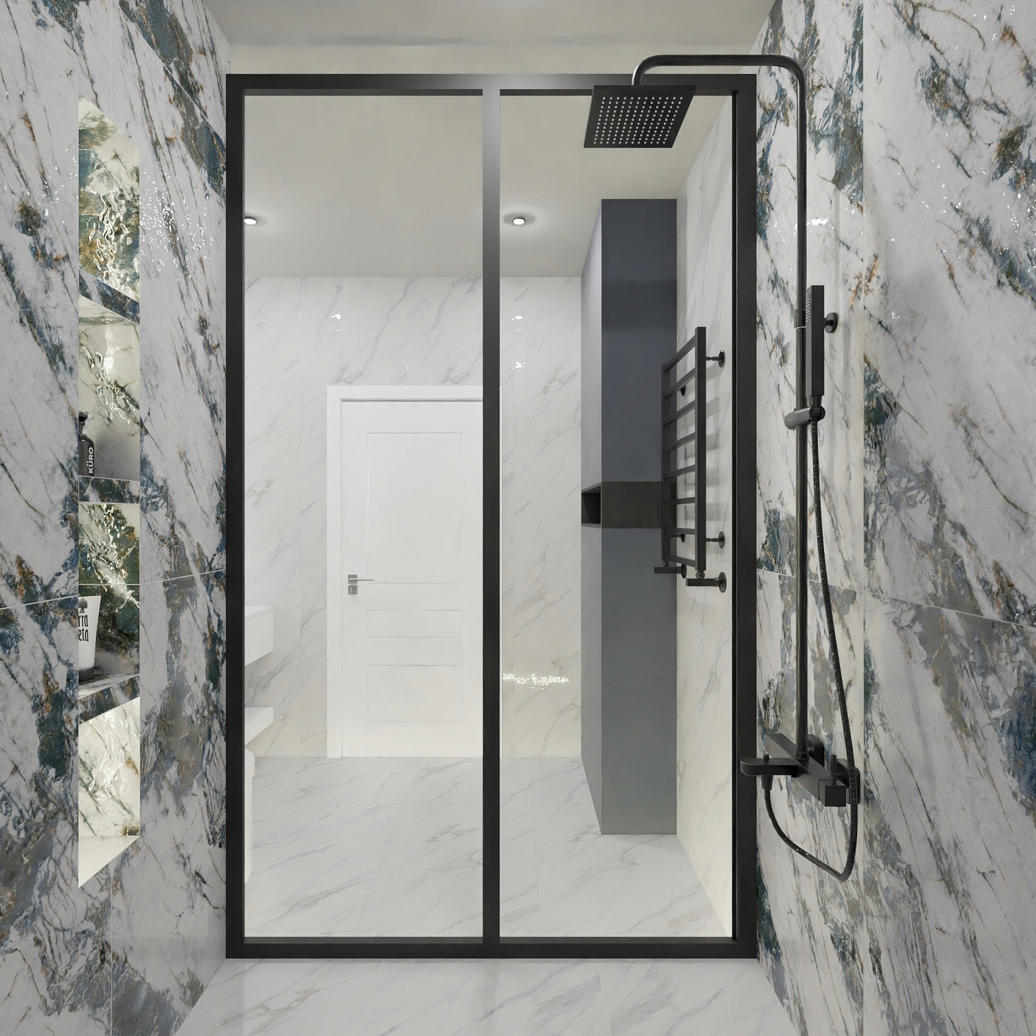 Дизан проект из керамогранита Realistik Valetta с элегантными золотыми прожилками!