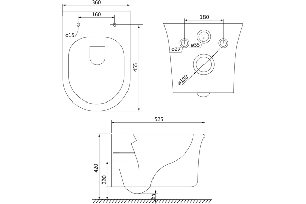 Унитаз подвес IDDIS Sena SENRDSEi25 безободковый +сиденье АКЦИЯ 
