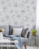 105003Е Обои Solo Fluid Цветы сер. на сер. фоне Комп.винил на флизе1,06*10 РАСПРОДАЖА