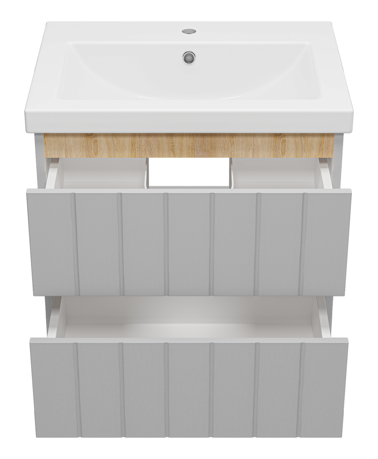 Грэй 60 (Тумба подвесная с 2 ящ. серый+ракКОМО- 60см.)