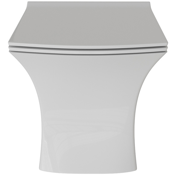 Унитаз подвес GR-4461S (510*350*360) БЕЛЫЙ БЕЗОБОДКОВЫЙ с тонкой крышкой