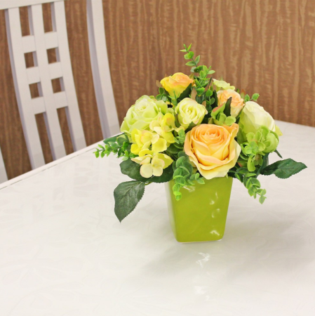 Букетик Розы и гортензия в керам/кашпо КК18-720/120/070